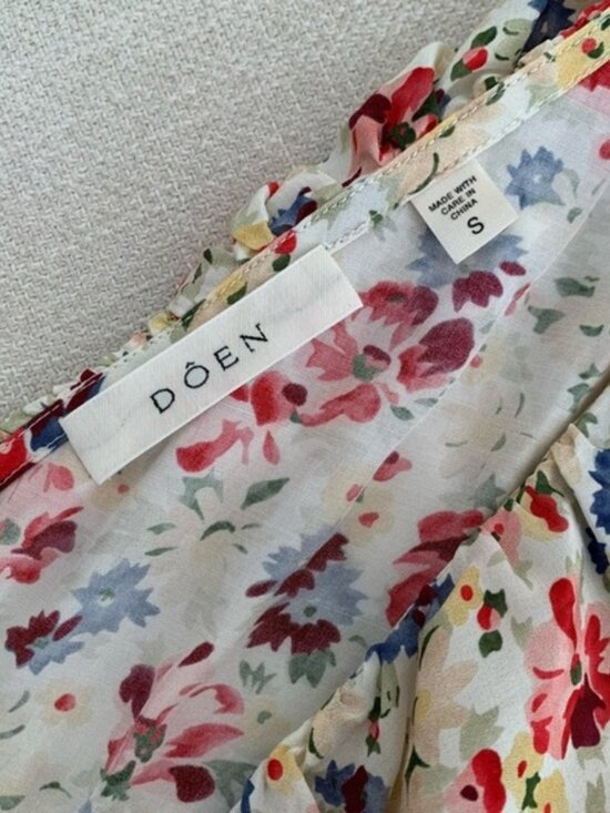 Doen Arleen Silk Ruffle Floral V Neck Slip Midi Maxi Dress Wildflower Thicket - Picture 8 of 12